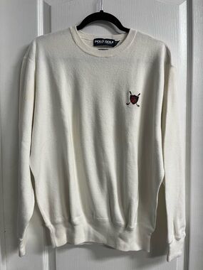Polo by Ralph Lauren Cream Crewneck Sweater with Crest